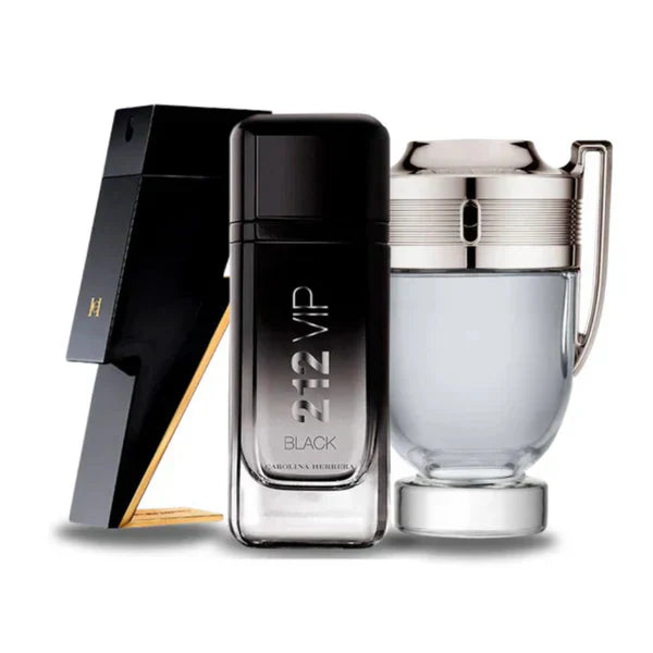 Combo de 3 perfumes Carolina Herrera BAD BOY, Carolina Herrera 212 VIP BLACK e Paco Rabanne INVICTUS 100ml